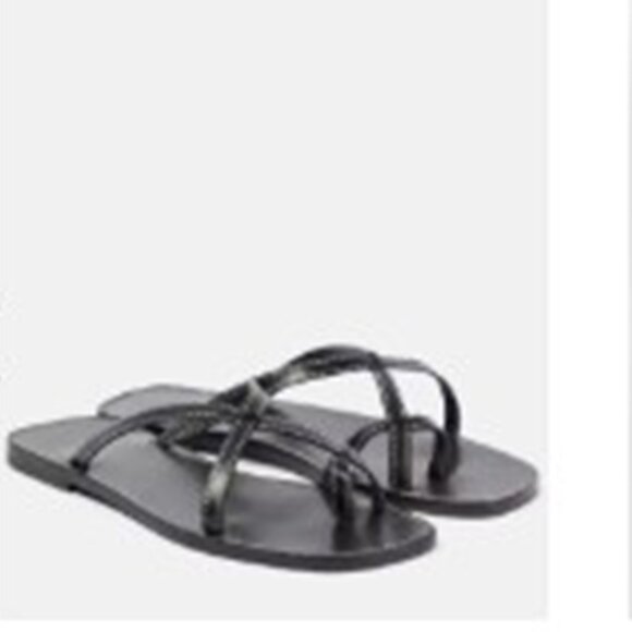 NEW THE ROW Link Leather Sandals Toe Flats Slip Ons Slides 38.5 - Picture 1 of 8